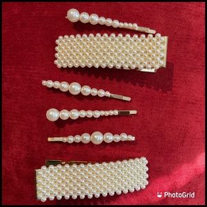 Anthropologie Set of Six Pearl Hair Clips NWT